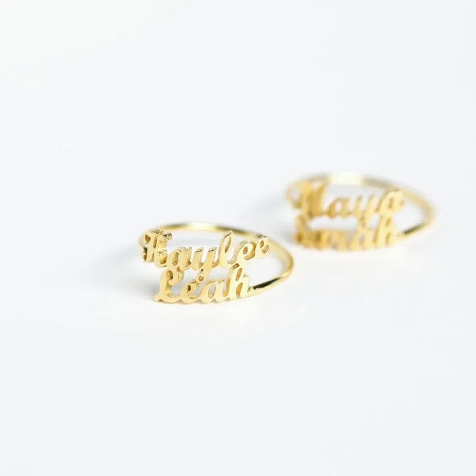 Personalized Double Name Rings